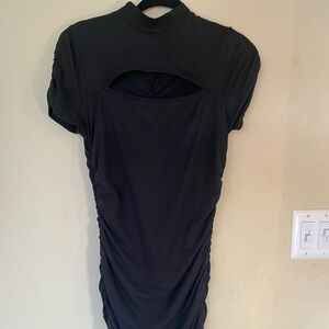 Elegant Ruffled Body-Con Black Dress